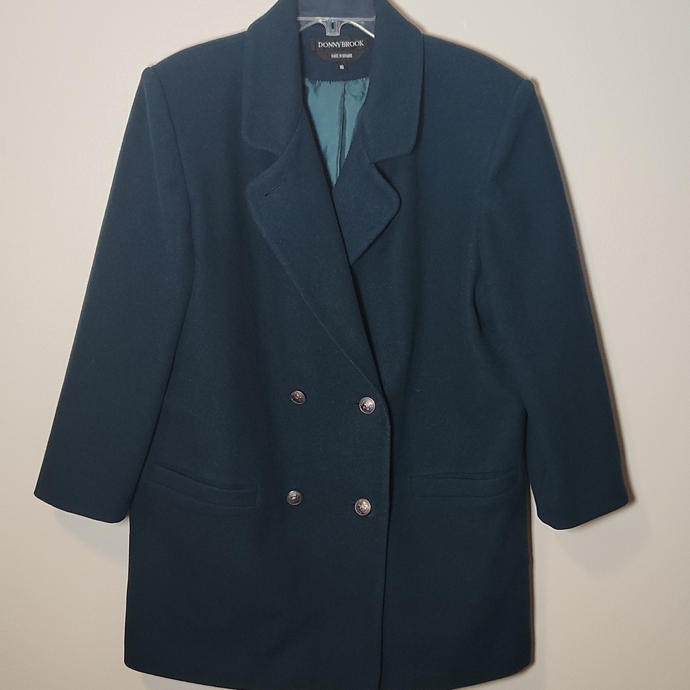 Donnybrook Women's Double-Breasted Wool Pea Coat  Green/Teal 16